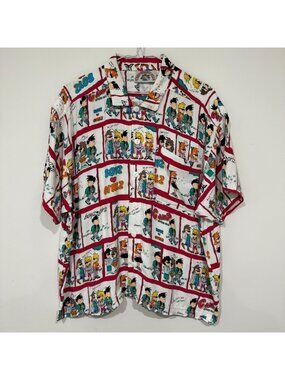 Vintage Camp Beverly Hills All Over Print Hawaiian Button Shirt Size L-XL